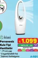KİWİ PERVANESİZ KULE TİPİ VANTİLATÖR fiyat ve kampanya bilgisi